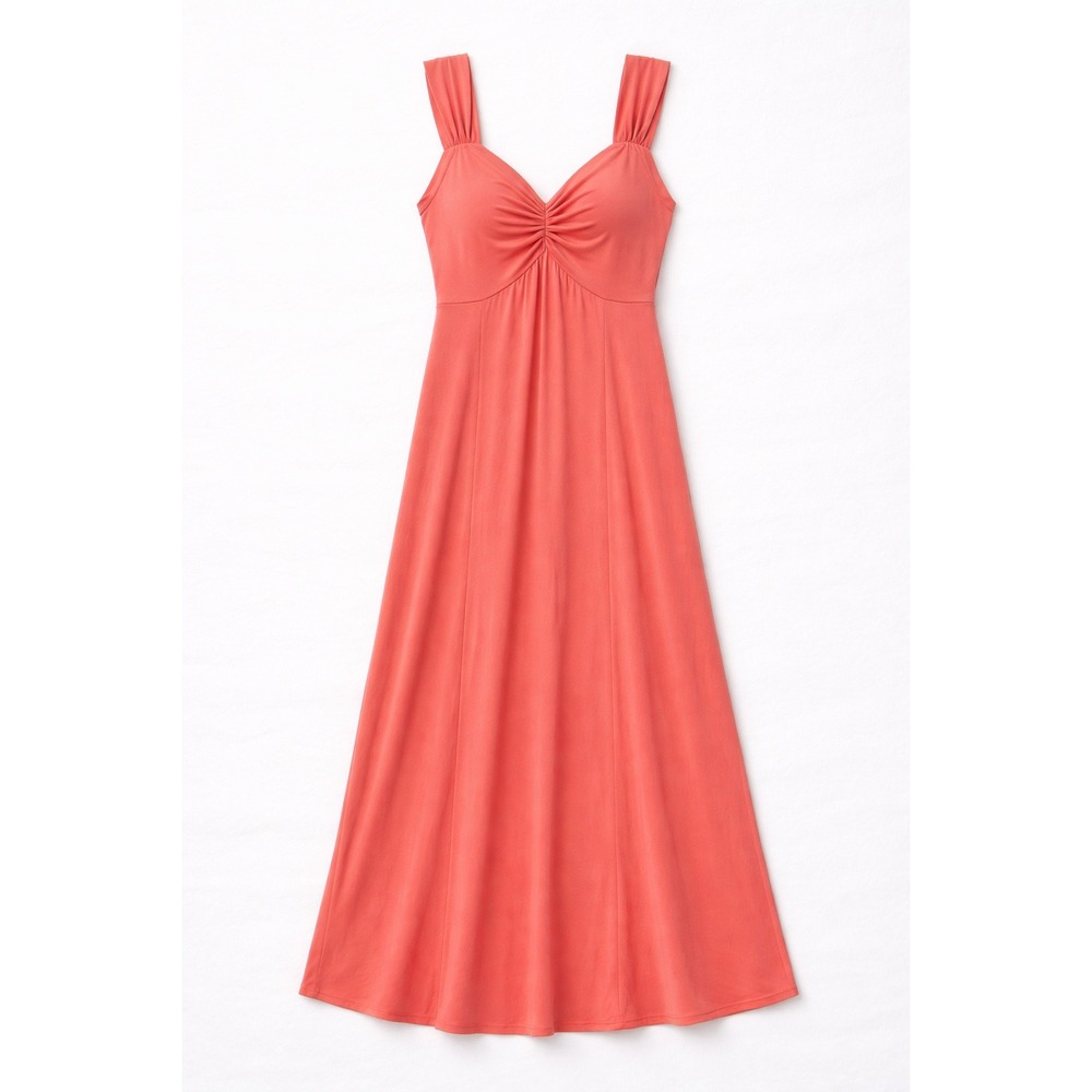 Susan Graver Women's M Coral‎ Maxi Dress Sleeveless Knit Stretch